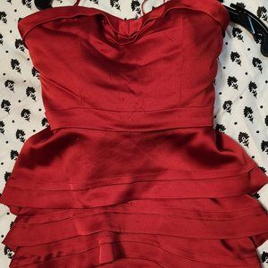 Formal Short Strapless Red Dress BCBG MaxAzria